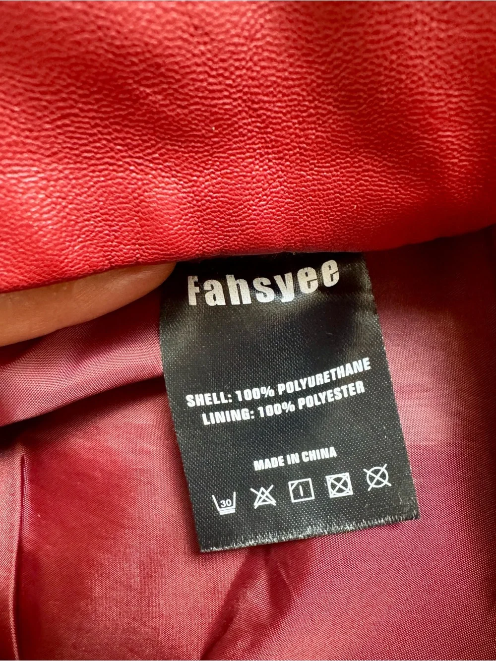Faux Leather Mini Skirt in Deep Red, Size Medium